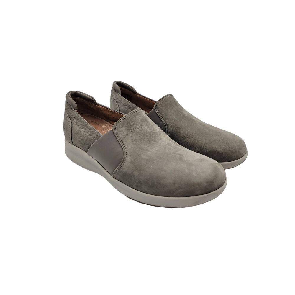 Clarks Women's Slip on Shoe Sneaker Round Toe Suede Leather Gray Size US 7.5
